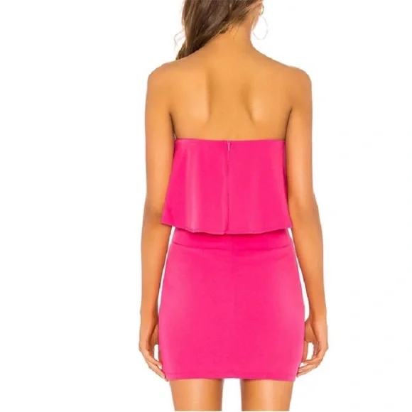 Revolve Superdown Catalina Ruffle Tube Mini Dress Hot Pink S - Picture 2 of 6